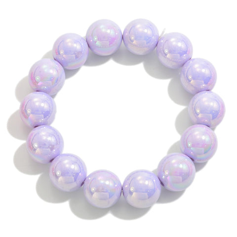 chunky pearlescent beaded bracelet | lavender