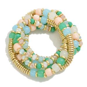 set/five beaded bracelets | mint