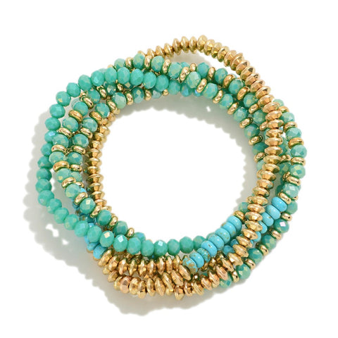 dainty beaded bracelet set | turquoise
