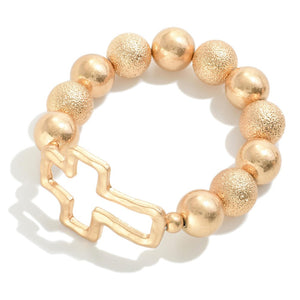 cross chunky beaded bracelet | gold