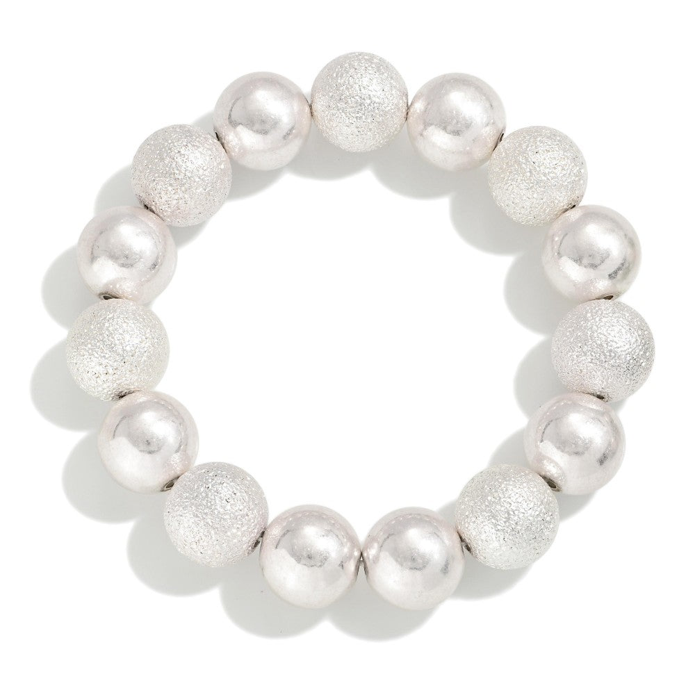 chunky beaded bracelet | silver