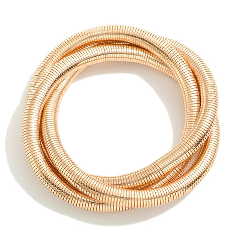 set/three omega chain bracelets | gold