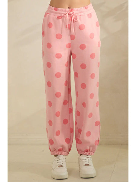 dots for days polka dot sweatpants | pink + pink