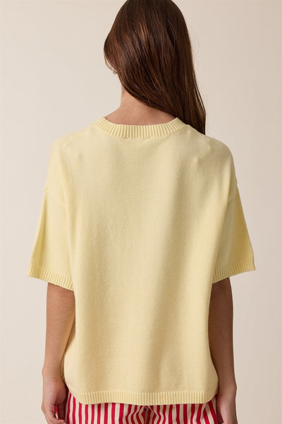 hometown cutie short sleeve sweater | lemon