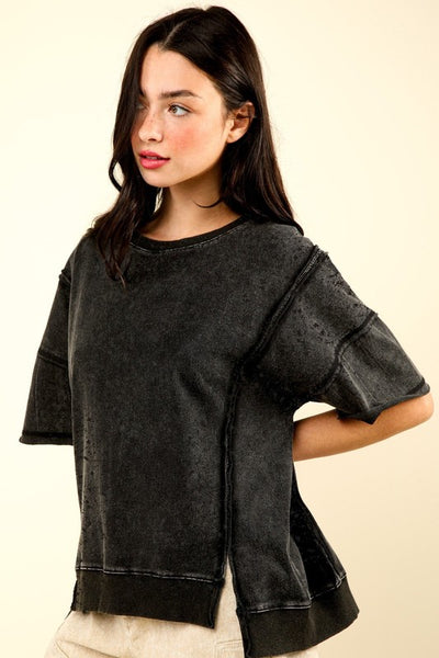 giving it my all washed top | black