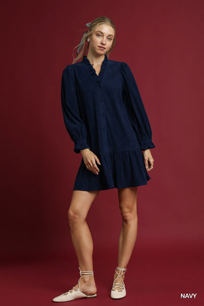 taking it all in corduroy dress | navy
