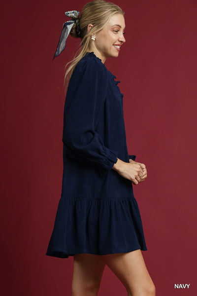 taking it all in corduroy dress | navy