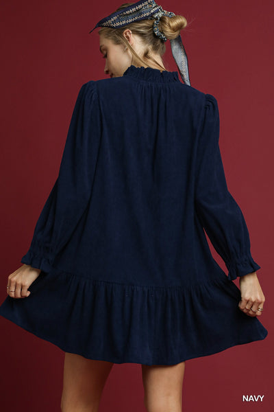taking it all in corduroy dress | navy