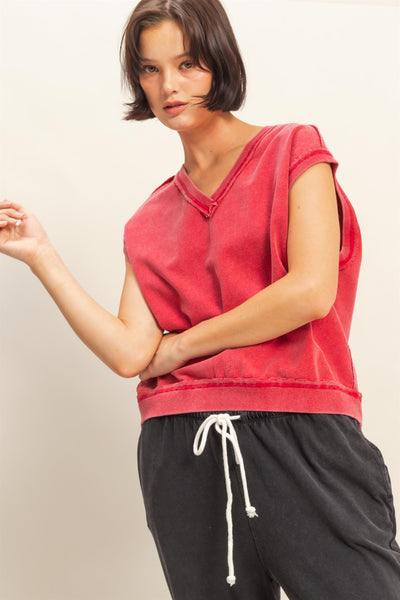 southern sunset mineral wash top | red