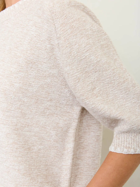 grounded in style contrast trim short sleeve sweater | mocha