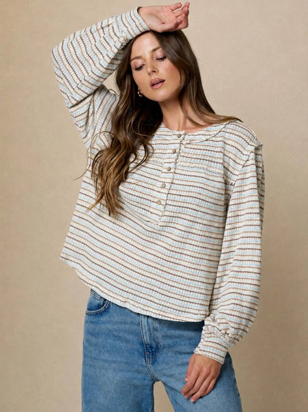 a better plan striped knit top | light blue