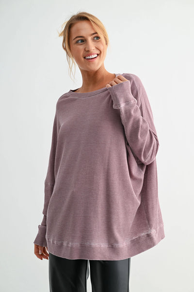 tied to perfection waffle knit top | rose taupe