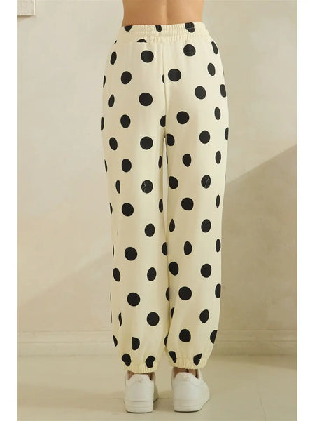 dots for days polka dot sweatpants | cream + black