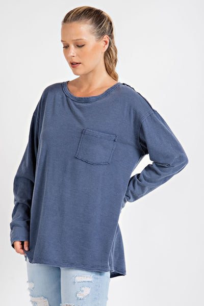 always low key mineral wash top | navy