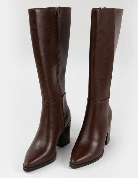 vapor tall leather boots | brown
