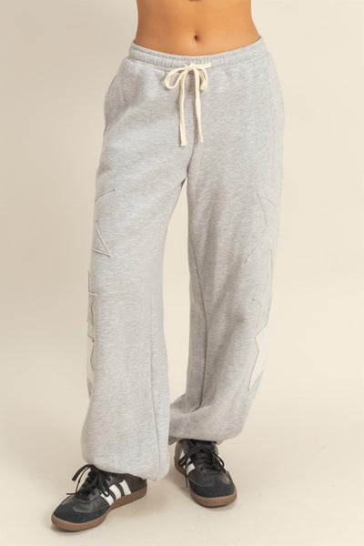cozy as can be star patch sweatset | heather grey