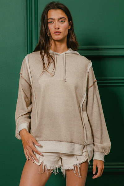 practicing patience french terry hoodie | taupe