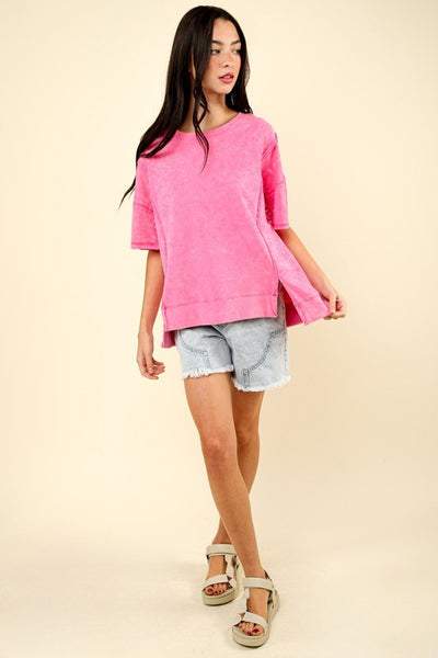 giving it my all washed top | pink