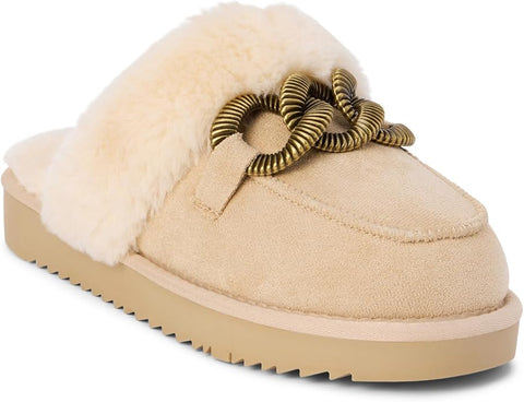 taos faux fur slide, matisse | natural