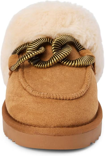 taos faux fur slide, matisse | chestnut