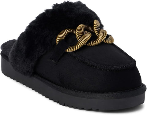 taos faux fur slide, matisse | black