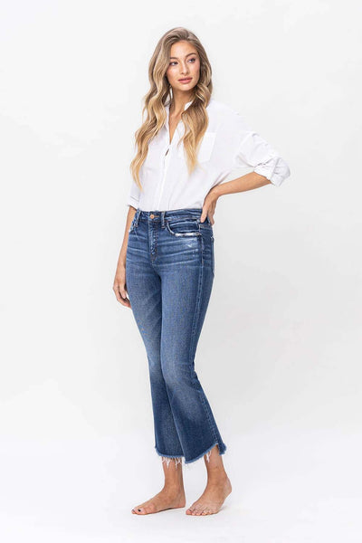 claire high-rise cropped flare jeans | medium wash