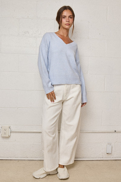 in the meantime brushed knit sweater | powder blue