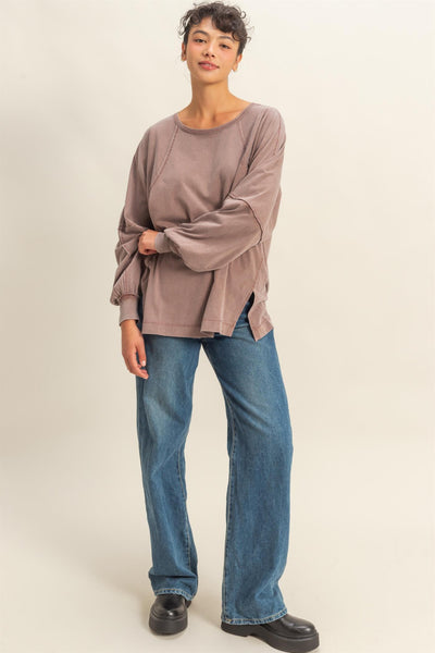 in the daylight washed oversize top | chestnut