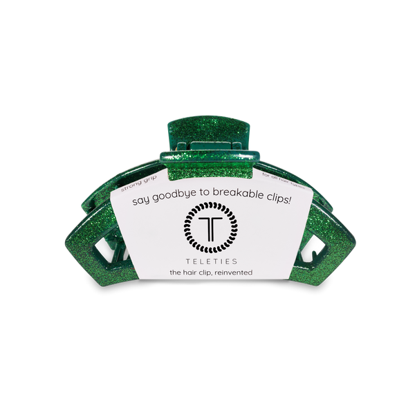 teleties open clip, medium | glitter green