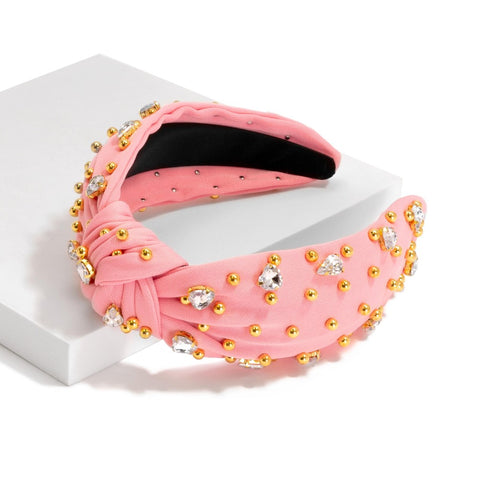knotted headband + rhinestone hearts | pink