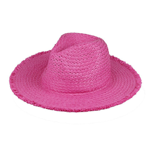 frayed edge straw sun hat | hot pink