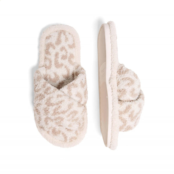 animal print criss-cross slippers | beige