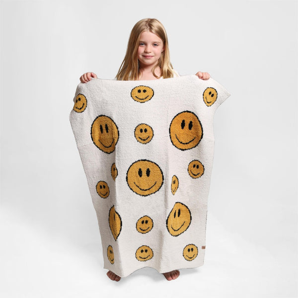 baby plush blanket | all smiles, white