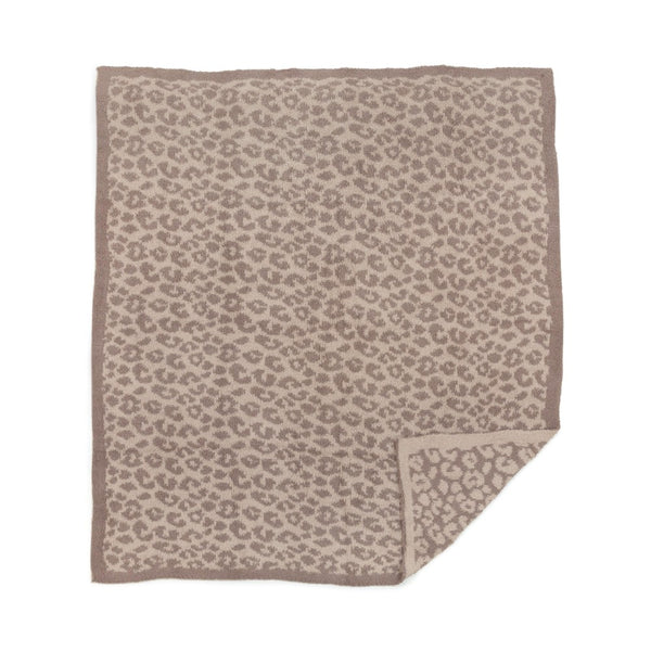 plush throw blanket | khaki leopard