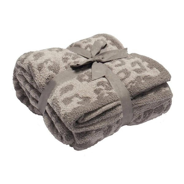 plush throw blanket | khaki leopard