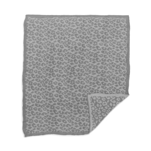 plush throw blanket | grey leopard