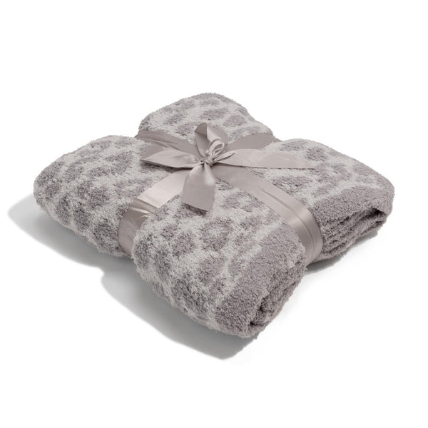 plush throw blanket | grey leopard