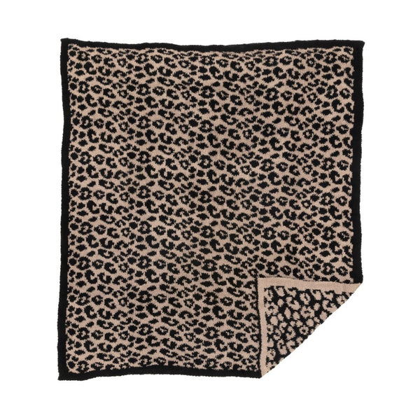 plush throw blanket | black + khaki leopard