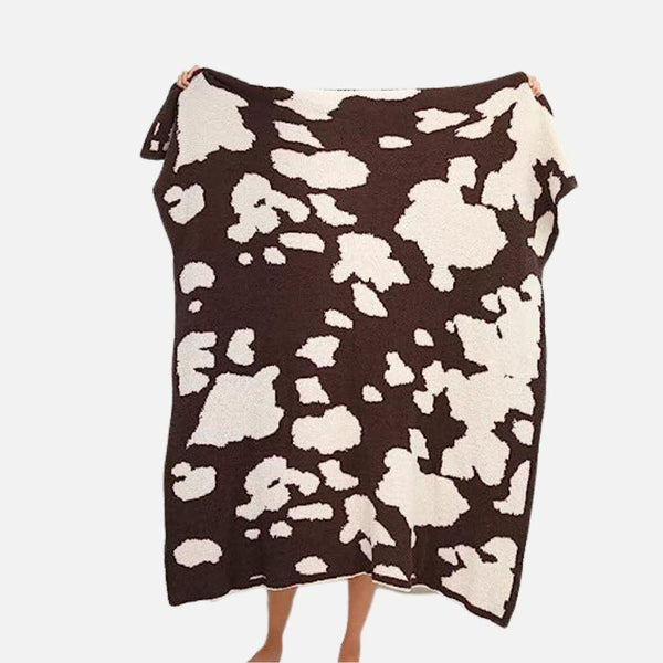 plush throw blanket | brown cow print