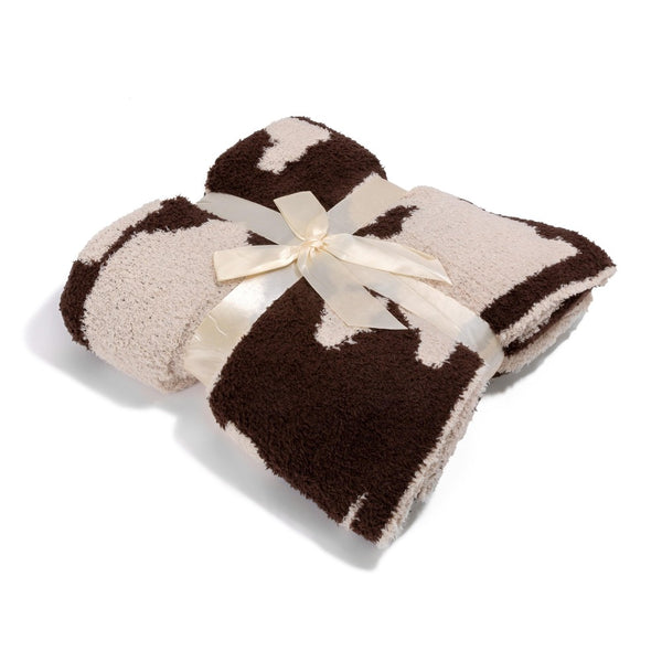 plush throw blanket | brown cow print