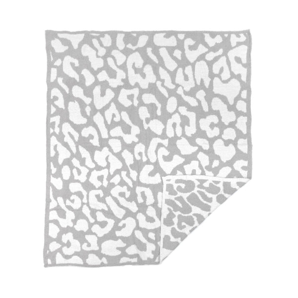 plush throw blanket | grey leopard