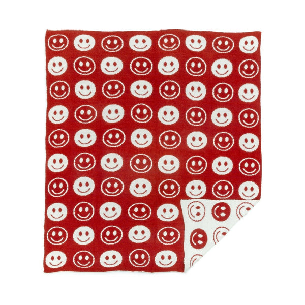 plush throw blanket | all smiles, burgundy