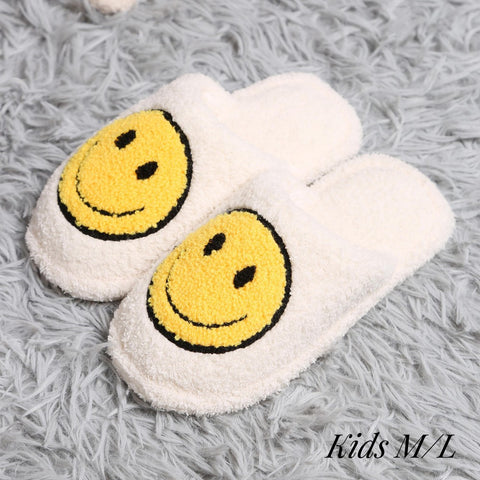 kids happy face slippers | ivory