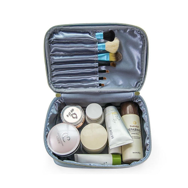 velvet makeup bag | khaki