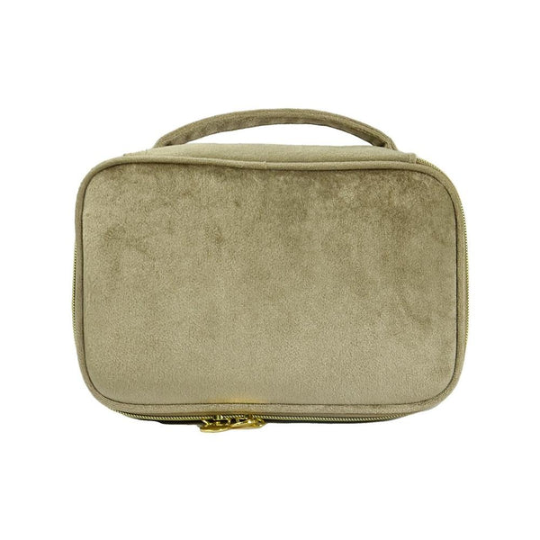 velvet makeup bag | khaki