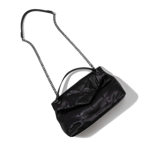 vegan leather quilted purse | black