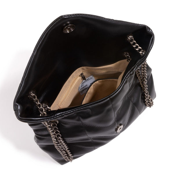 vegan leather quilted purse | black