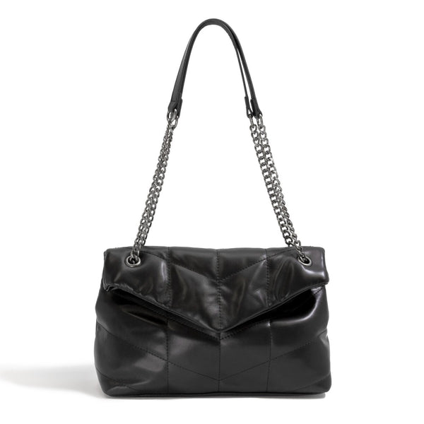 vegan leather quilted purse | black
