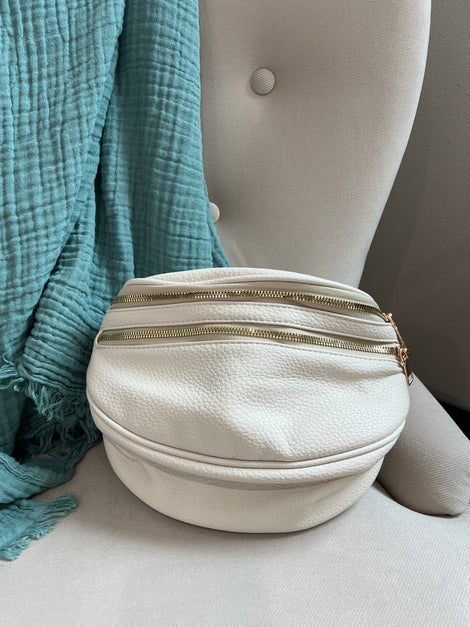 savvy leather bum bag | ivory