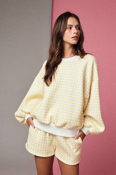 brighten my day gingham set | yellow